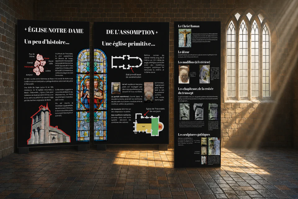 Panneaux informatifs conçus pour l’Église de Thérondels