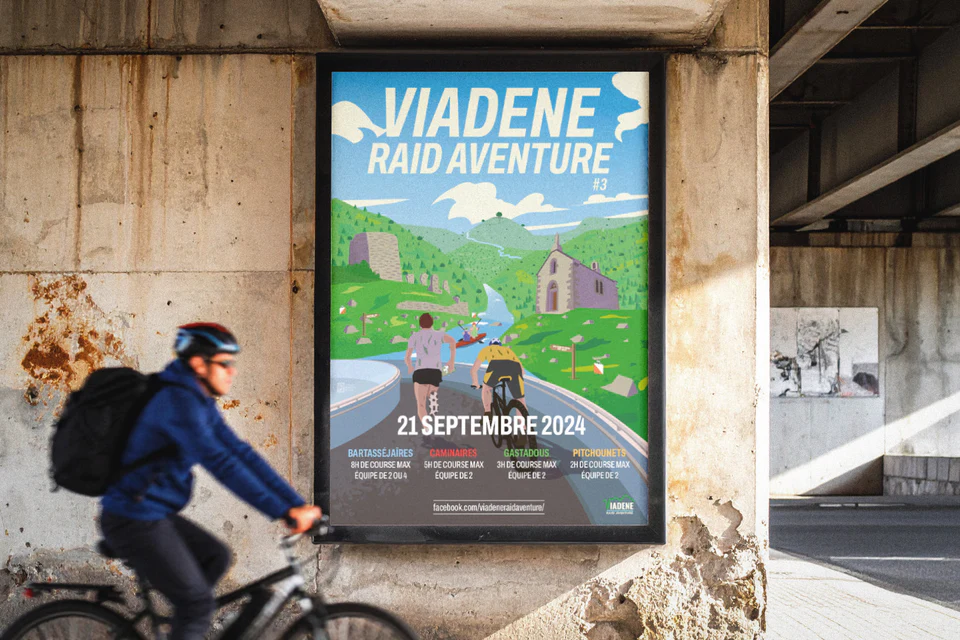 Affiche illustrée pour Viadène Raid Aventure