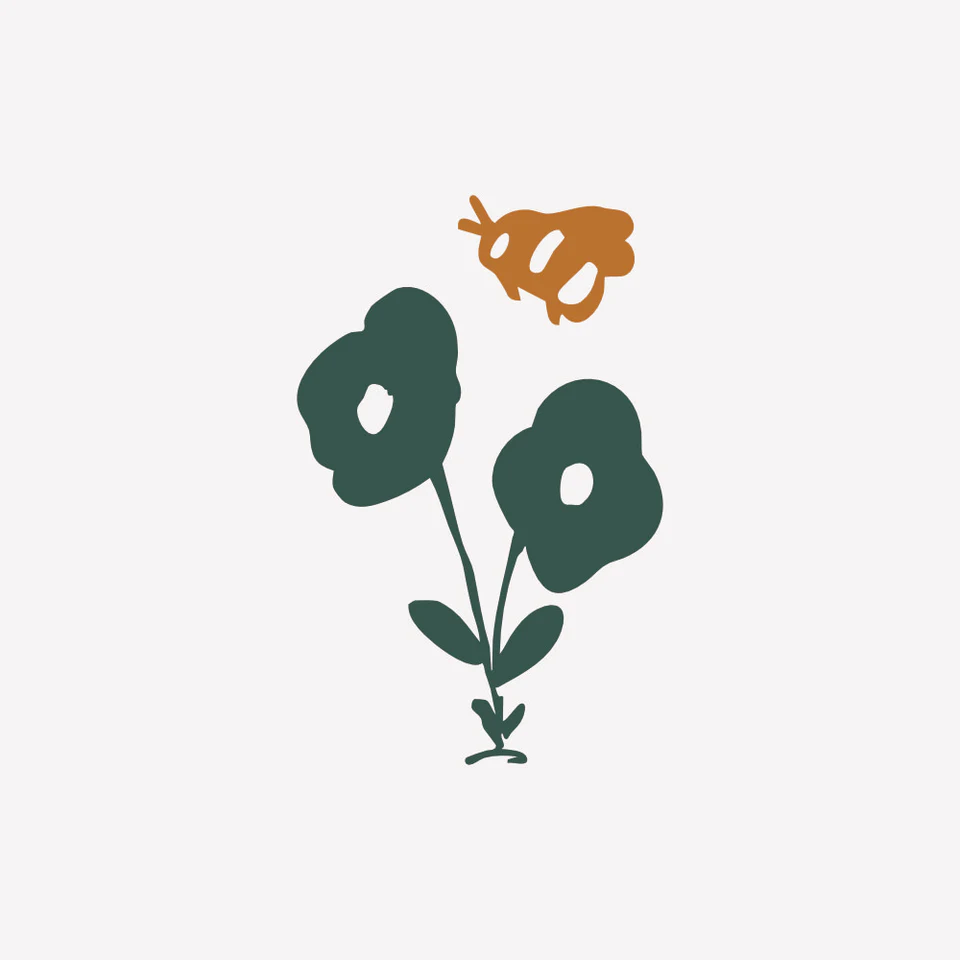Illustration de fleurs et d’une abeille